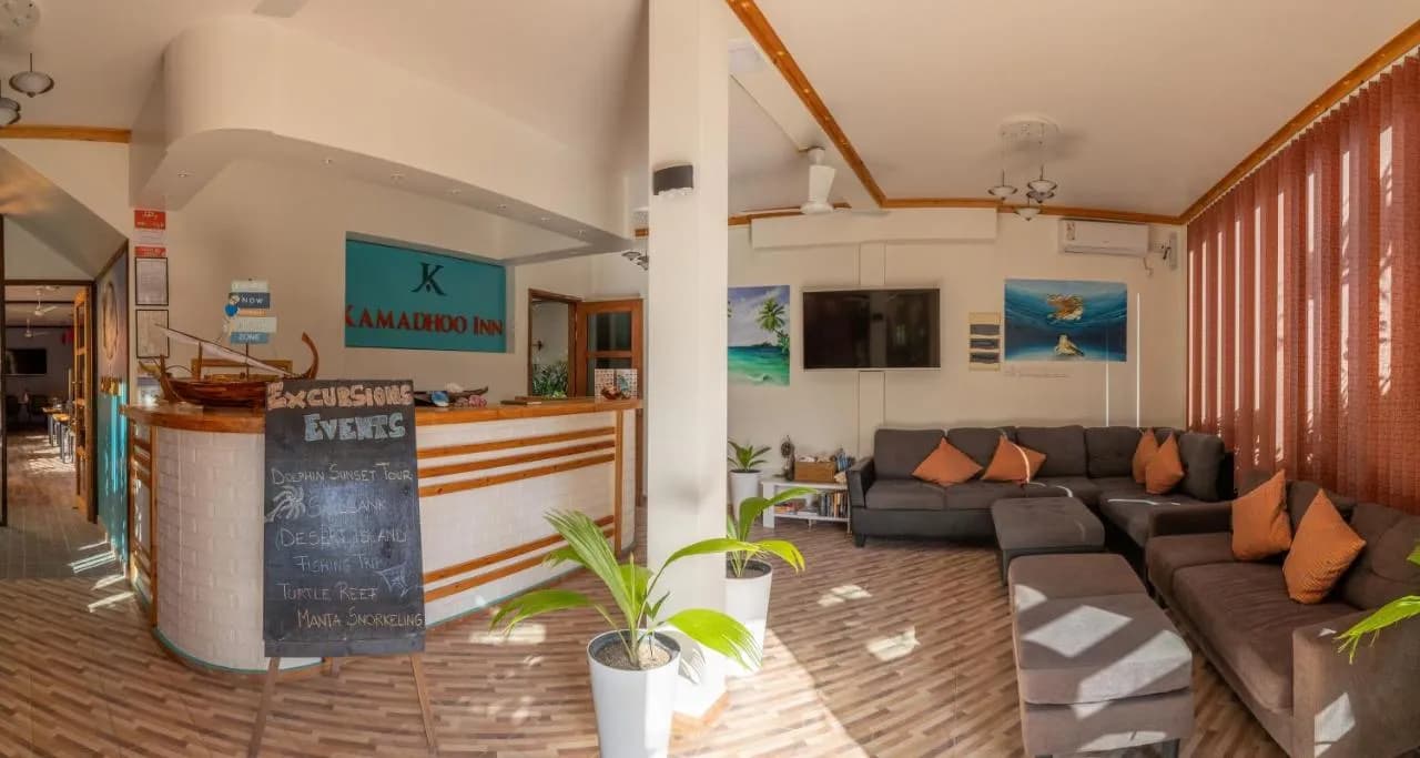 Check in desk at Kamadhoo Inn