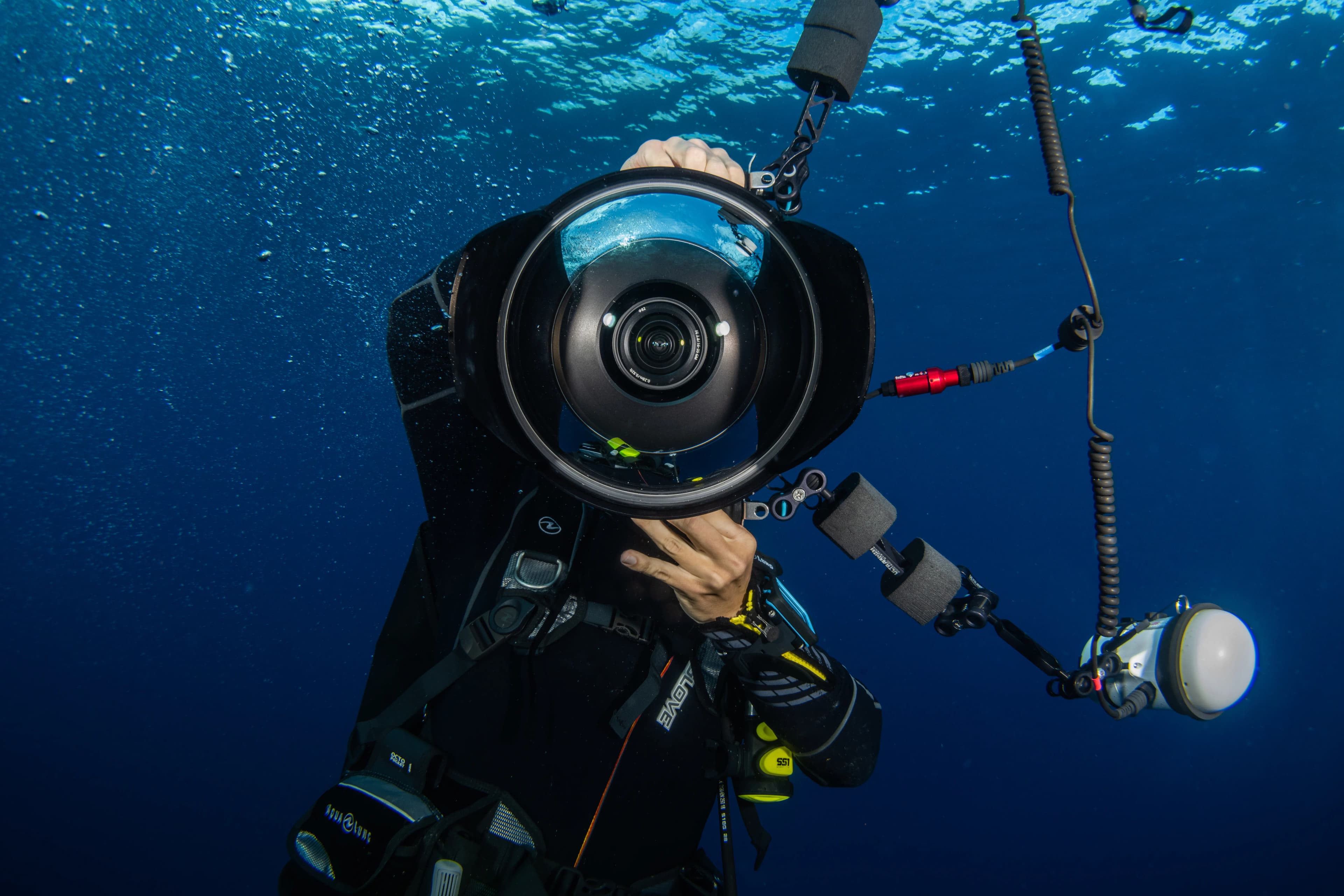 Professional scuba diver taking a picture Professional scuba diver taking a picture