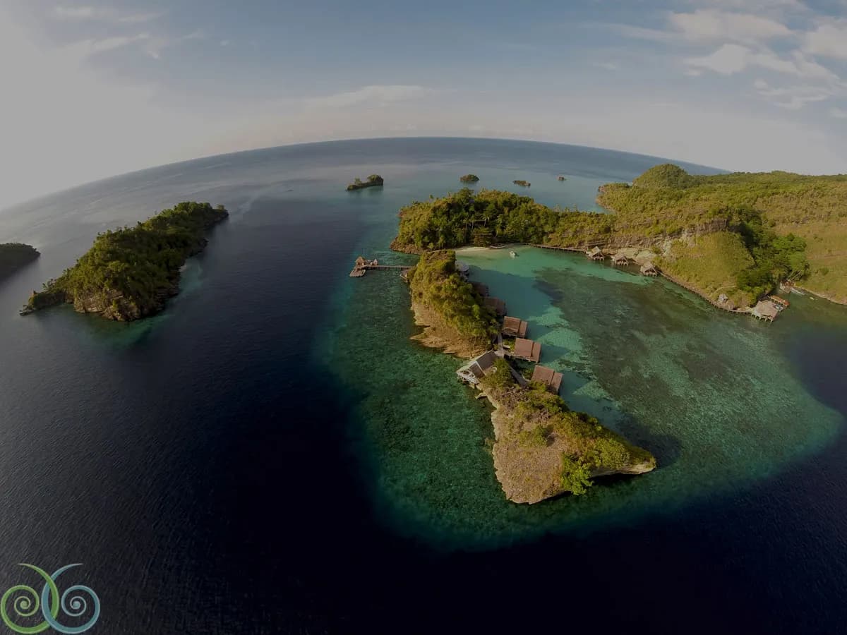An aerial view of Misool Resort An aerial view of Misool Resort