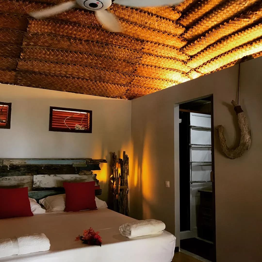 A guest room at Havaiki Lodge in Fakarava. A guest room at Havaiki Lodge in Fakarava.