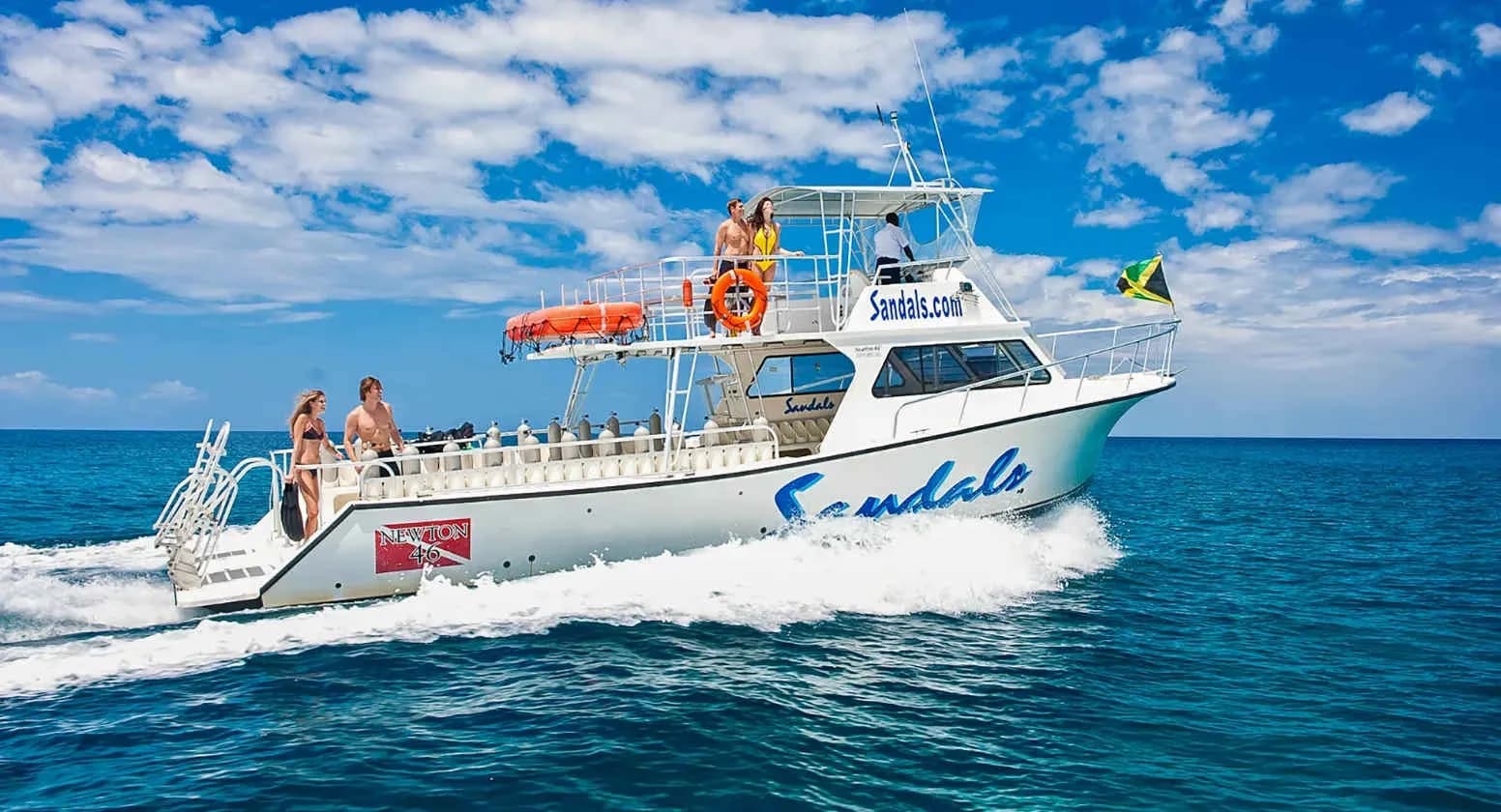 The Sandals dive boat out on the open sea The Sandals dive boat out on the open sea